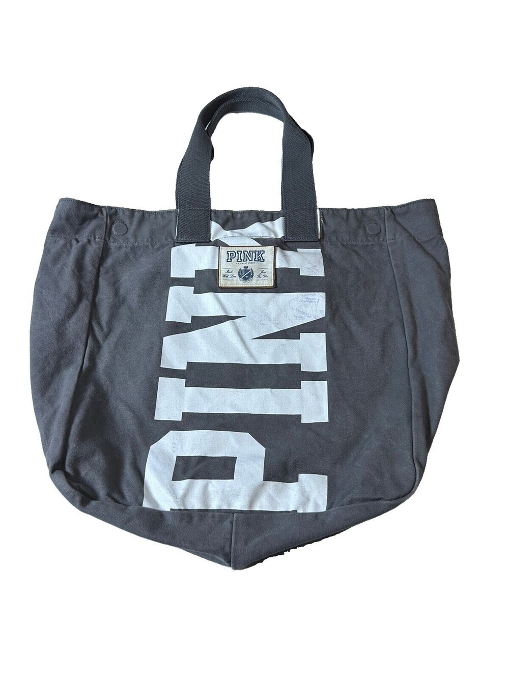 Victoria's Secret Love Pink Canvas Tote Bag Grey